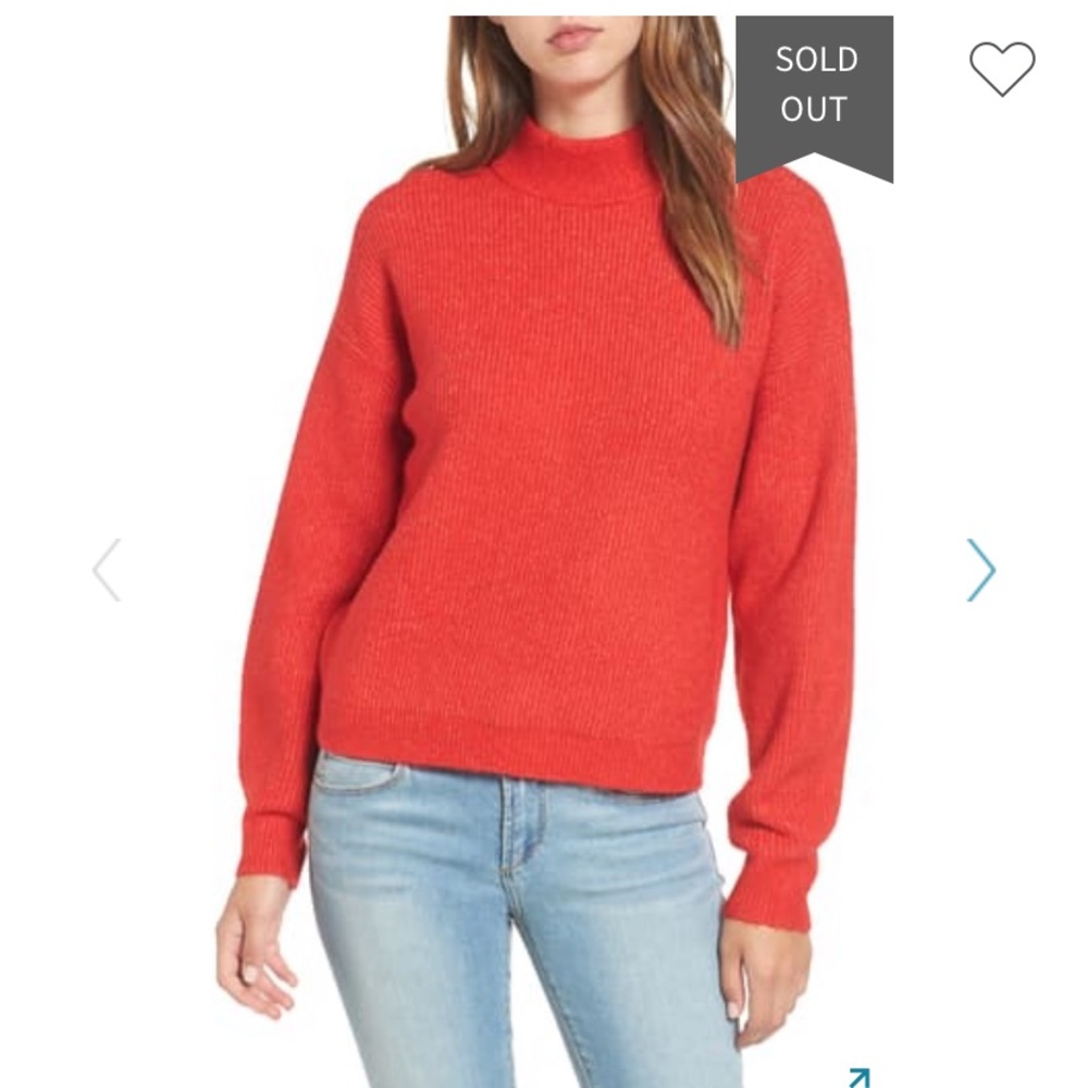 Leith by Nordstrom red cozy ribbed pullover